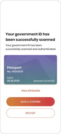 Passport scan success screen