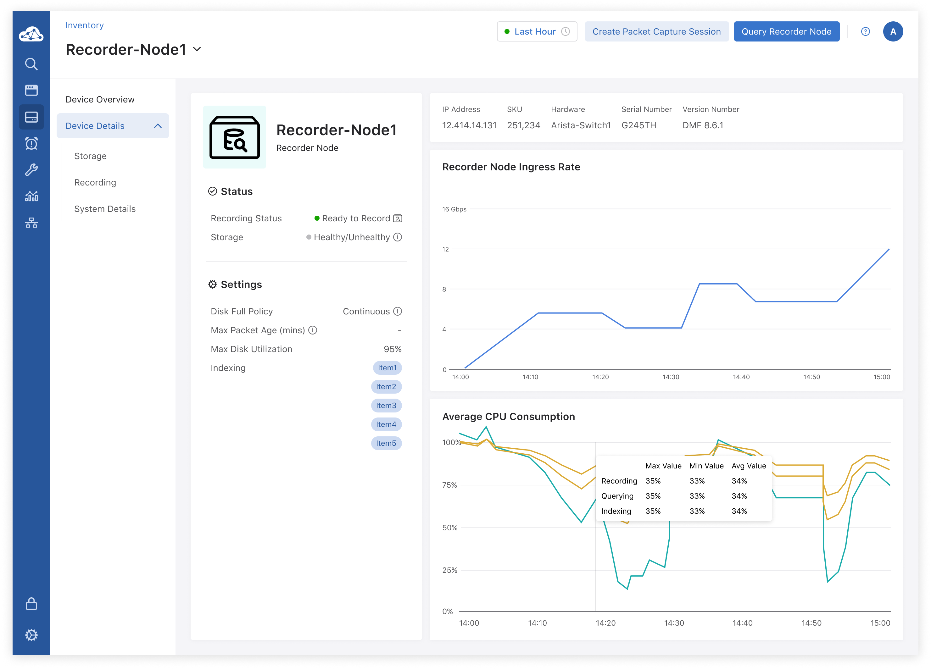 Recorder Node health metrics