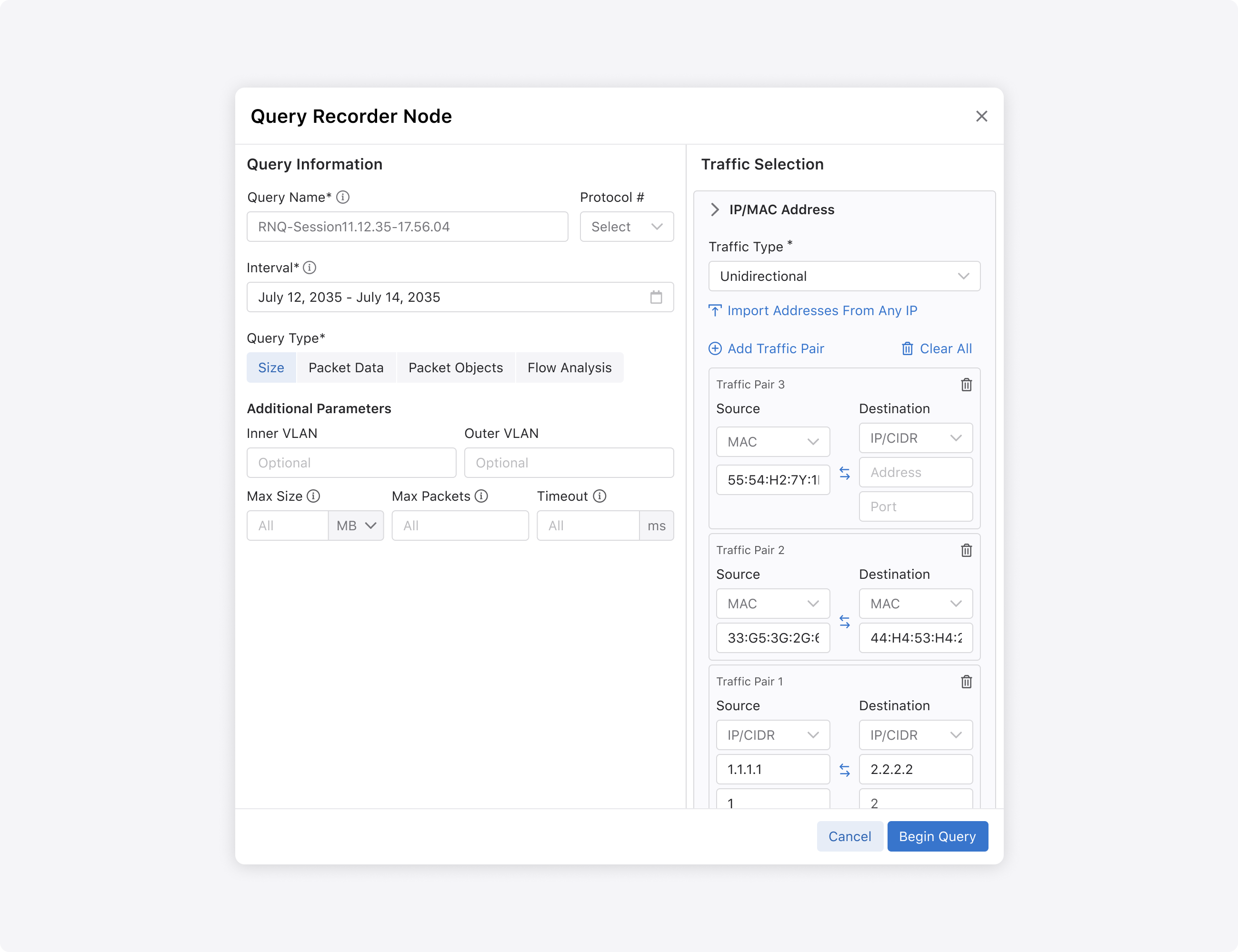 Create query modal